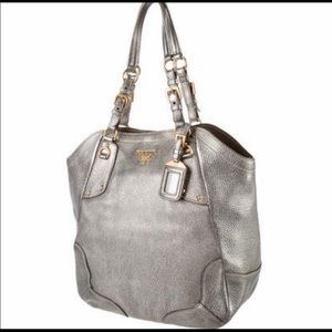 Prada Silver Tote Bag
